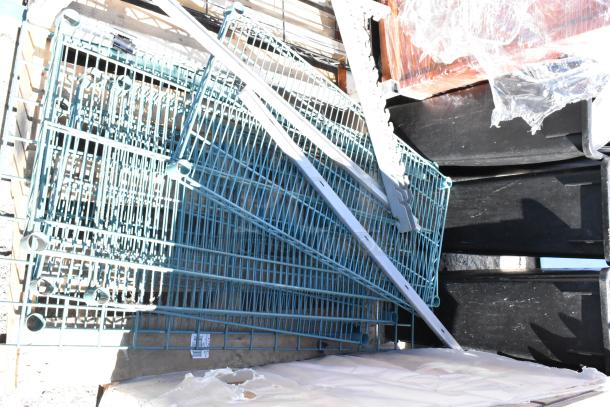 ALL ONE MONEY! Pallet Lot of Various Items Including Metal Dunnage Rack and Wire Shelves - Image 3 of 4
