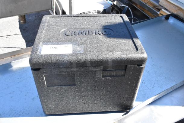 Cambro black insulated box, sturdy condition, embossed brand logo, visible label marked "195".