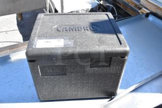 Cambro black insulated box, sturdy condition, embossed brand logo, visible label marked "195".