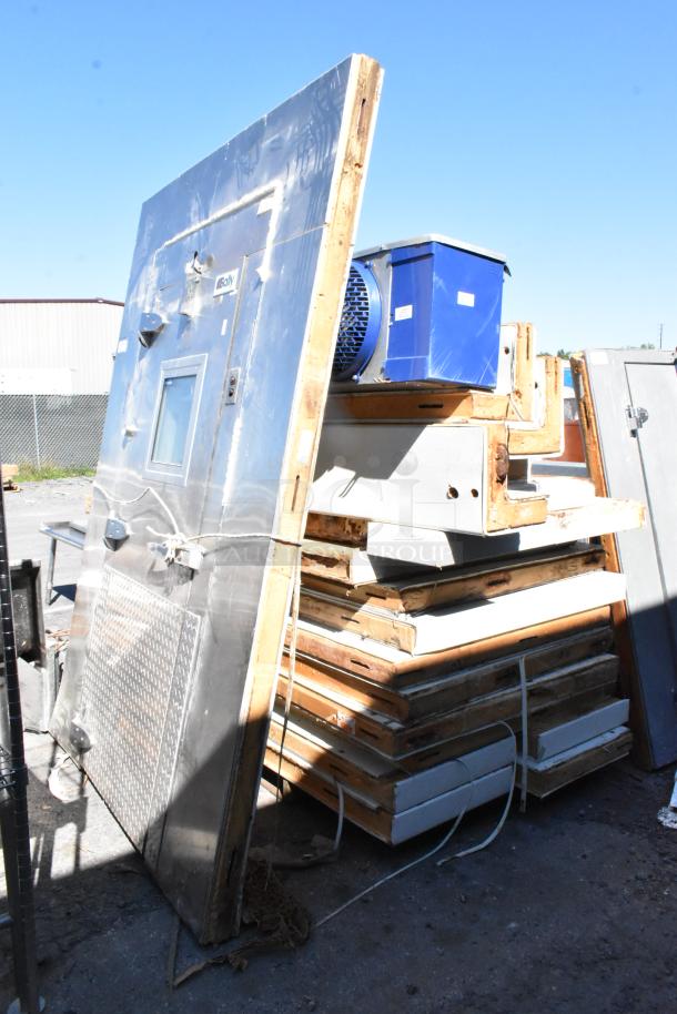 Bally Walk In Box with Copeland M6KP-0112-TAC-072 compressor and evaporator fan, stainless steel, used lot.