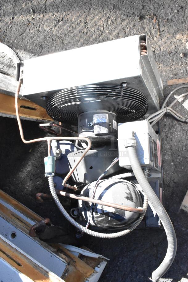 Bally Walk In Box with Copeland M6KP-0112-TAC-072 compressor and evaporator fan, 208-230V, 1-phase, used condition.