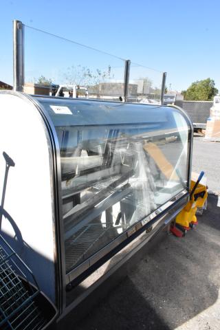 Marc Metal Commercial Deli Display Case, glass front, metal frame, some wear visible, model tag shows "257".