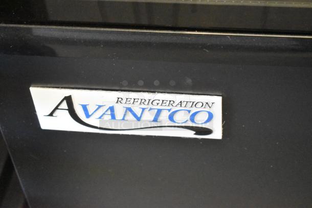 Avantco 193BCD48B commercial dry display case, black metal, logo visible. 115 volts, 1 phase, floor style merchandiser.