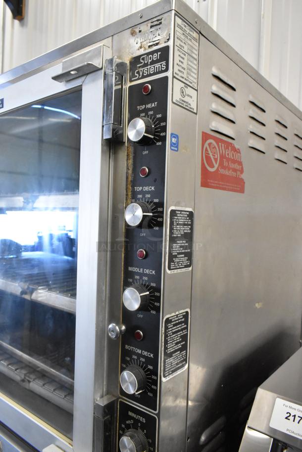 SuperSystems OP-3 electric oven proofer, stainless steel, commercial use, 120/208 volts, 3 phase, control panel visible.