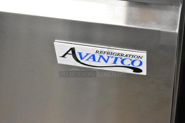 Stainless steel Avantco undercounter cooler with logo, 2025 model 178SSUC36RHC, two-door, 115V, brand new scratch and dent.