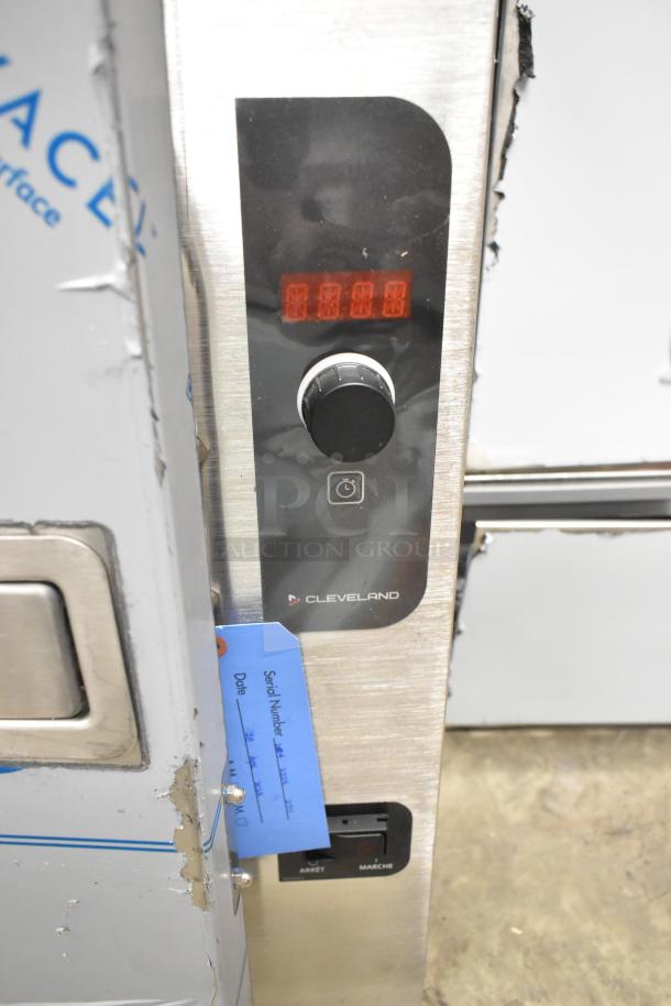 Brand new Cleveland 22CGT6.1 SteamChef 6 SST stainless steel 6-pan steamer. Natural gas, 32,000 BTU, visible control panel.