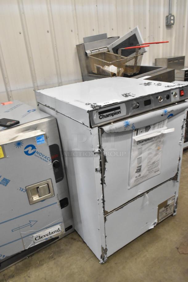 Brand new Champion UH130B-70 undercounter dishwasher in stainless steel, scratch and dent condition, 208/240V, 1 phase.