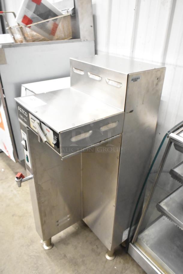 Fetco CBS-51H15 stainless steel commercial countertop coffee machine with hot water dispenser, 120/208-240V, 1 phase, good condition.