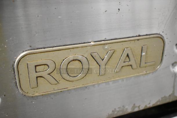 Royal Stainless Steel Gas Cheese Melter, commercial grade, labeled "ROYAL," durable and efficient for professional use.