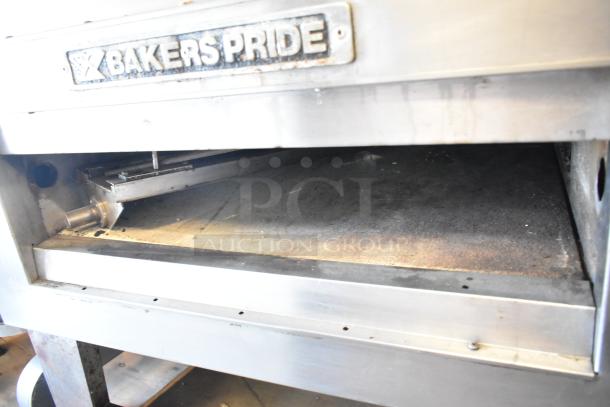 Bakers Pride EP-2-2828 stainless steel commercial pizza oven; 2-deck, electric, on casters; visible brand label; used condition.