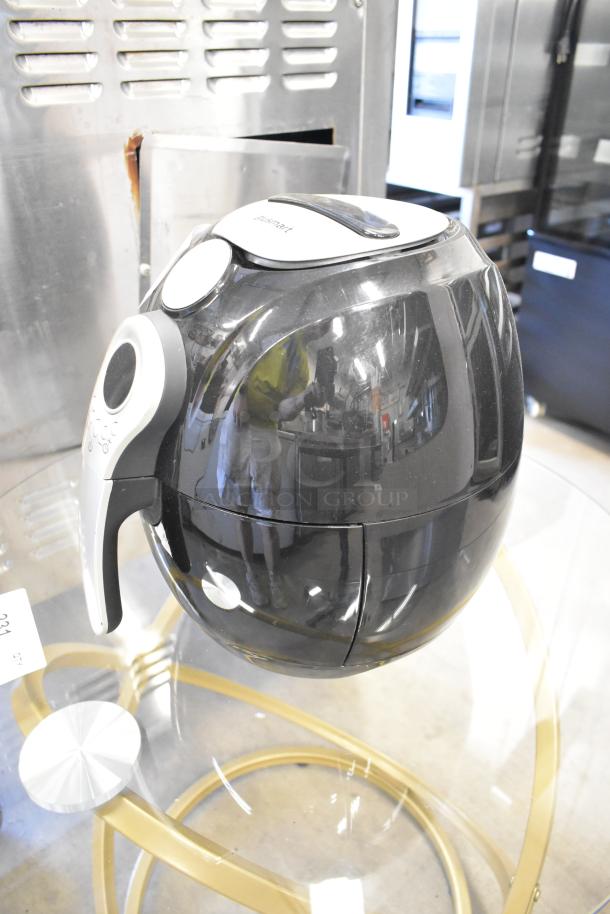 Blusmart HF-898LCD countertop air fryer, black, with LCD controls, 120 Volts, 1 Phase, sleek design, good condition.
