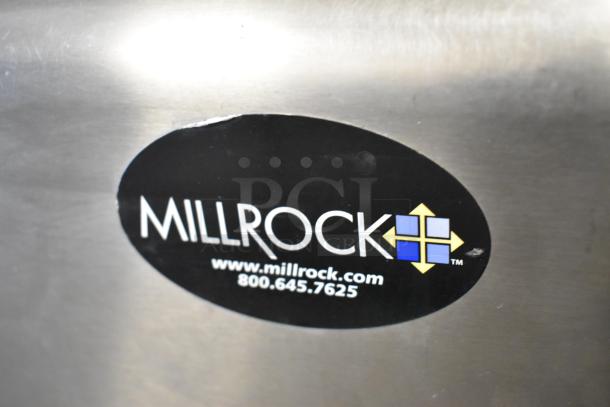 MillRock WC 4881 GT 48 metal reach-in merchandiser logo, showing model number and contact details.