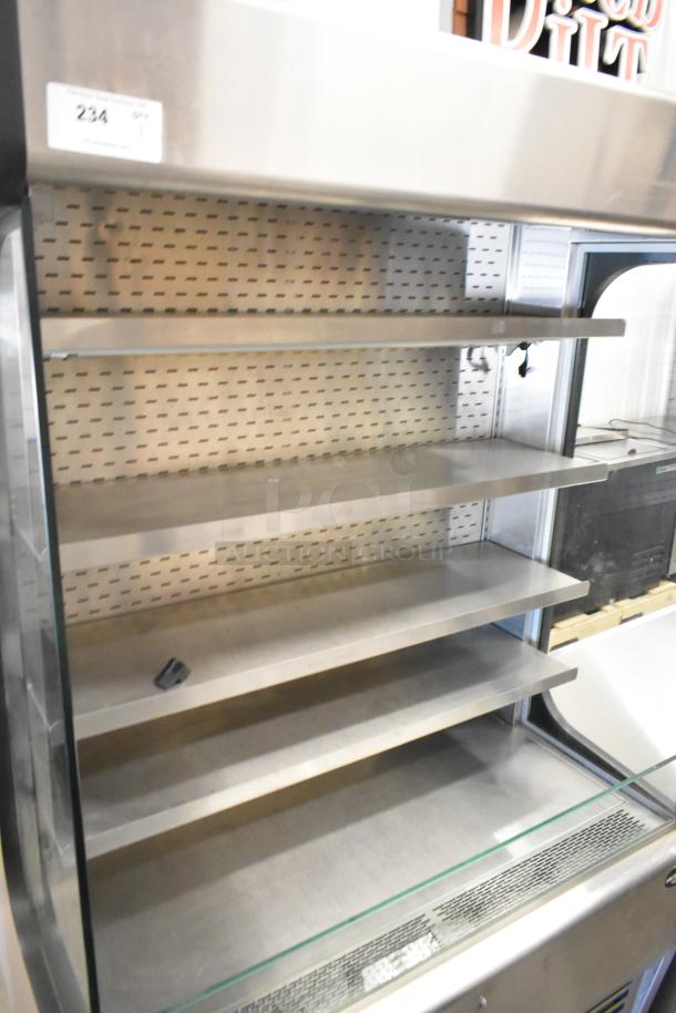 MillRock WC 4881 GT 48 commercial metal merchandiser, 4 shelves, 208-230V, 1 phase, clean condition, model tag visible.