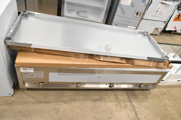 Brand new ServIt 423EST4WO500 stainless steel four-pan steam table. Electric, 120V, 1 phase. Scratch and dent condition.