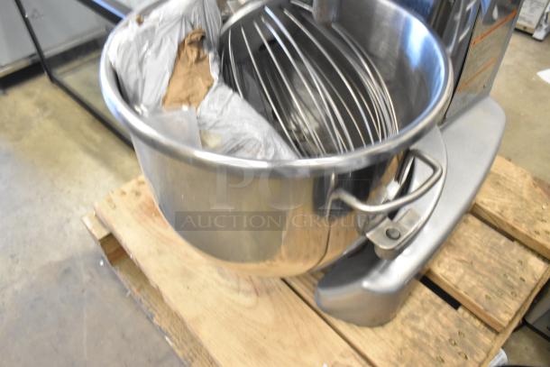 BRAND NEW Hobart HL200 20 Quart Dough Mixer with bowl, bowl guard, whisk attachment. Metallic finish, slight scratches. 100-120V.