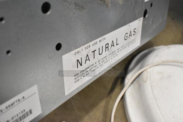 Rinnai EX22CN natural gas wall furnace, direct vent, with label indicating natural gas use only.
