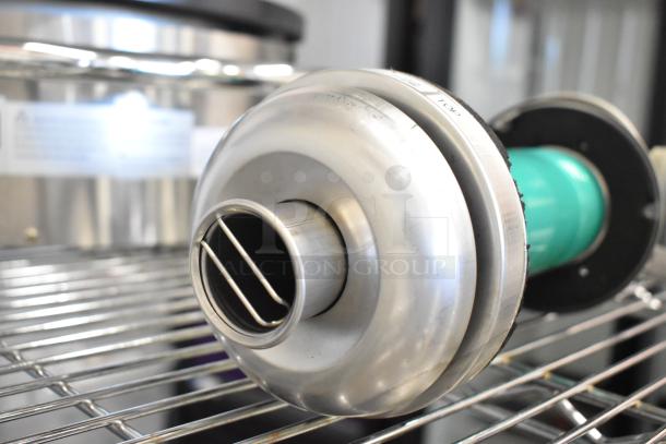 Brand new metal intake unit with visible scratches and dents. Features a durable metal body with grille. Marked 'TOP'.