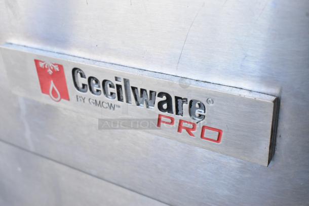 Cecilware stainless steel commercial floor deep fat fryer with logo. Includes 2 metal fry baskets. Durable and professional-grade.