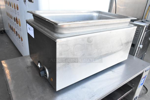 CAC ELFW-1200 stainless steel food warmer on countertop. 120 volts, 1 phase. Features control knob, in good condition.