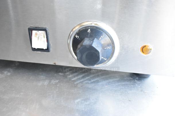 CAC ELFW-1200 stainless steel food warmer, 120 volts, 1 phase. Features temperature dial and indicator light.