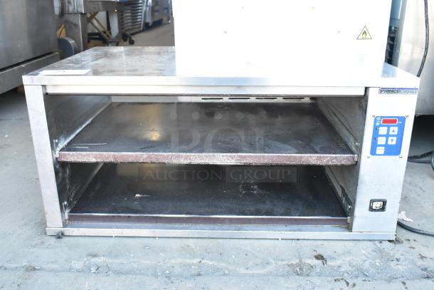 Prince Castle DHB-P1A stainless steel countertop holding bin, dual shelves, control panel, 208-240V, in good used condition.