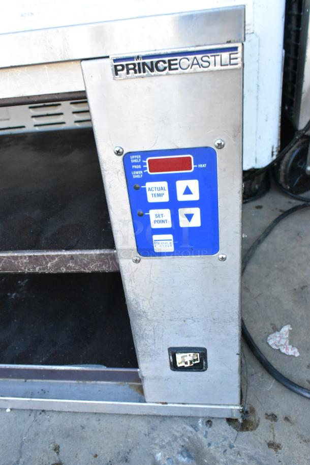 Prince Castle DHB-P1A stainless steel holding bin, countertop model, 208-240V, 1 phase, features control panel and branding.