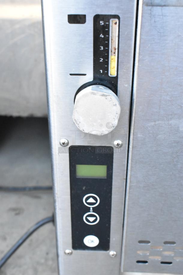 Prince Castle CTS-WS stainless steel commercial countertop vertical contact toaster, control panel, 120 volts, 1 phase.