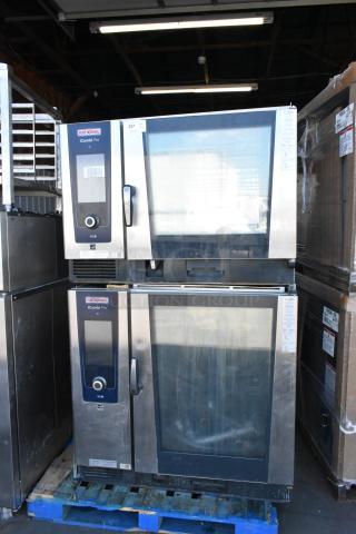 Two 2020 Rational iCombiPro LM100CE.AXXXX/LM100EE.AXXXX stainless steel convection ovens, 440/480V, 3-phase, excellent condition.