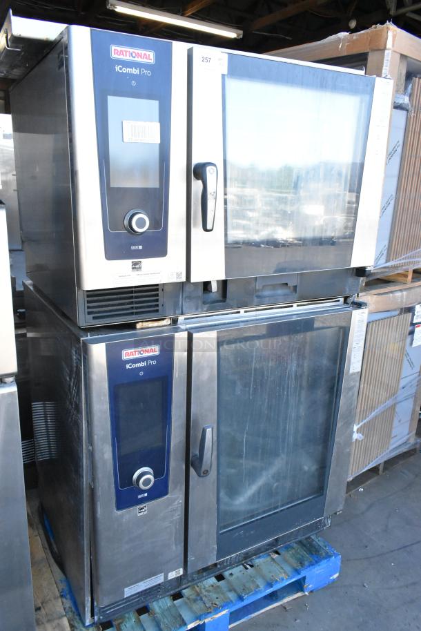 Two Rational iCombiPro electric convection ovens, stainless steel, 440/480V, 3 phase, model LM100CE.AXXXX/LM100EE.AXXXX.