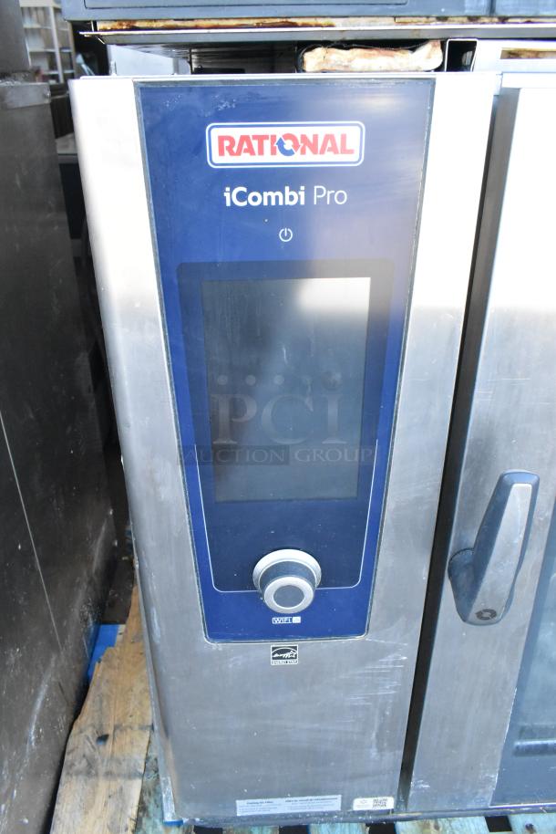 Two 2020 Rational iCombiPro convection ovens, stainless steel, 440/480V, 3-phase, electric. Touchscreen interface shown.