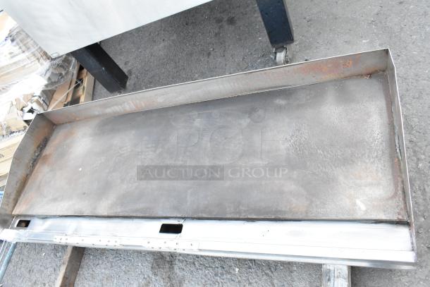 Lang 172T-480V stainless steel commercial electric griddle, flat top, 480V, 3 phase. Countertop model, visible wear.