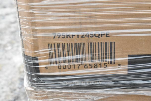 Box with barcode "795KFT24SQPE" and text "Made in China," wrapped in plastic. Contains 30 assorted new items.