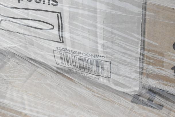 Pallet of 16 brand new scratch and dent items including hot cups and spoons, barcode visible, made in China.