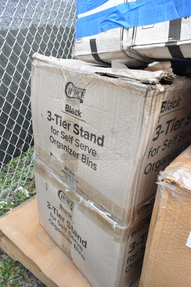 Boxes of Choice Black 3-Tier Stand for Organizer Bins with visible scratches and dents.