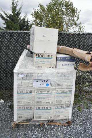 34 new scratch and dent Fineline Tiny Temptations 6412-CL 2 oz. clear plastic champagne flutes, 96 per case.