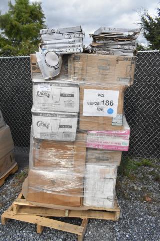 Pallet of 42 brand new items including Choice plastic tumblers, Jerdon products, and sandwich wrap sheets, scratch and dent condition.