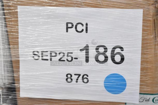 Shrink-wrapped pallet with a label reading "PCI SEP25-186 876" containing 42 brand new scratch and dent items.