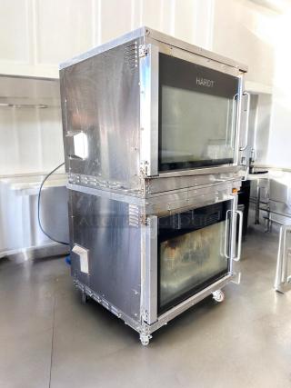 Hardt Inferno 4500 double stack gas rotisserie oven; stainless steel, tested, 120V/natural gas, outstanding condition.