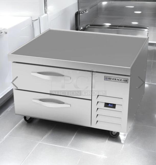 Beverage-Air WTRCS36HC 36" Chef Base, stainless steel, with two drawers, flawless condition, 115V, fully tested, digital display.