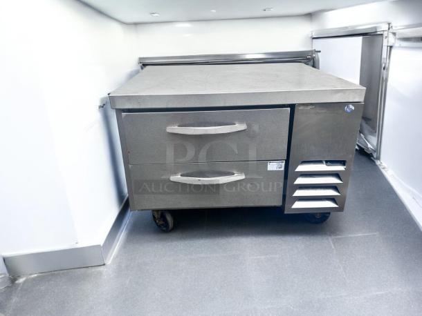 Beverage-Air WTRCS36HC 36" Chef Base, stainless steel, 2 drawers, flawless condition, fully tested, 115V, on casters.