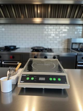Vollrath Mirage Cadet Induction Range, model 59300, 120V, 1800W, excellent condition, digital controls shown, fully tested.
