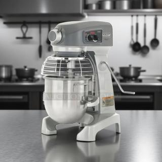 Hobart HL200-1STD Legacy+ 20 Qt mixer, excellent condition, 1/2 HP, tested, 100-120v, with bowl and attachments visible.