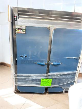 Brand new Traulsen AR23ZL-1 roll-in refrigerator, factory sealed, full-size single section, left hinge solid door, 115V.