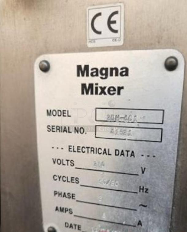 Magna Mixer 25M-AGA industrial dough mixer, superb condition. Model and electrical data plate visible, 230V, fully tested.