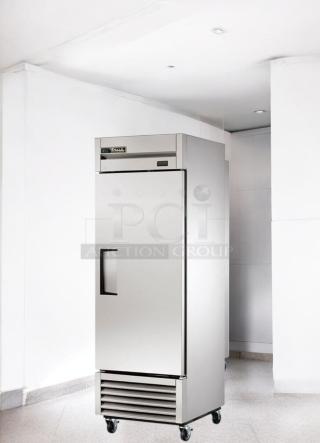 Pristine True T-23F-HC single-door reach-in freezer, 23 cu. ft., 115V, stainless steel, fully tested, excellent condition.