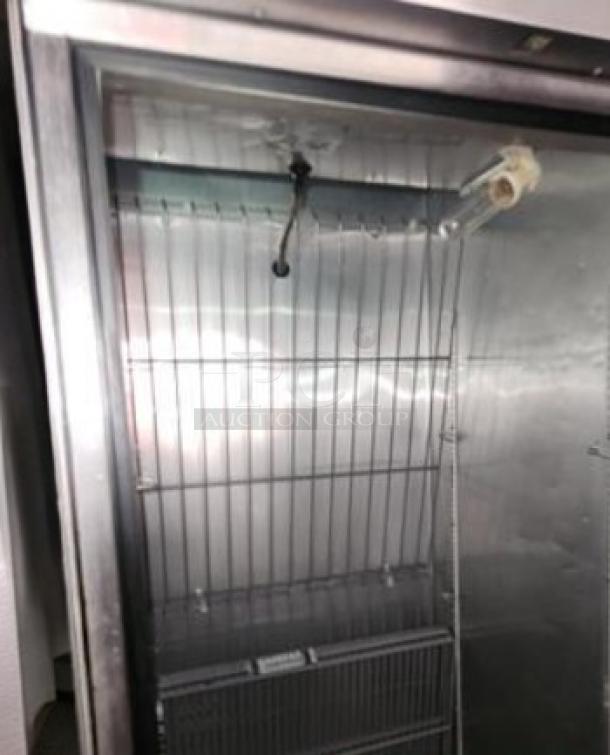 True T-23F-HC single door reach-in freezer, 23 cu. ft. interior, pristine condition, shelves visible, fully tested and working.