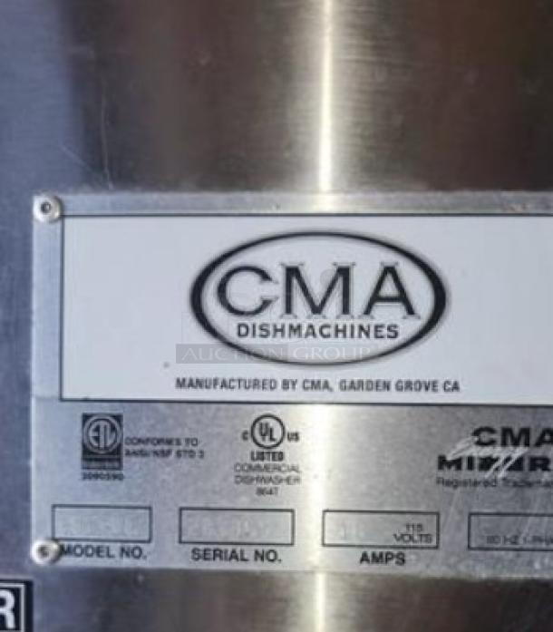 Immaculate CMA Ventless Low Temp Commercial Dishwasher, undercounter, single rack, 115V, fully tested, Garden Grove, CA.