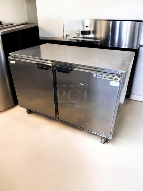 Beverage-Air UCR48A-23 undercounter refrigerator, top-tier condition, dual solid doors, 48" wide, 115V, fully tested.