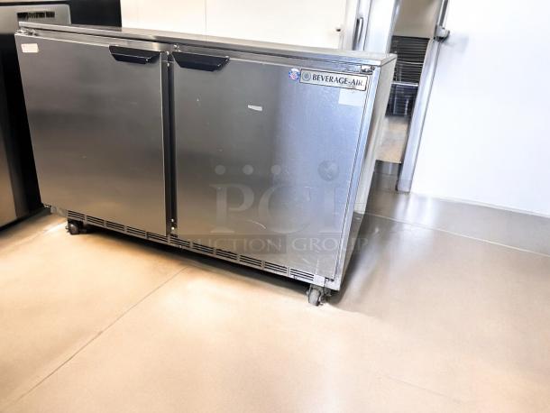 Beverage-Air UCR48A-23 undercounter refrigerator, 48" wide, stainless steel, dual doors, tested, excellent condition, 115V.
