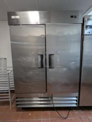 Turbo Air TSR-49-HC two-door reach-in refrigerator in superb condition, stainless steel finish, 115V, tested and working.